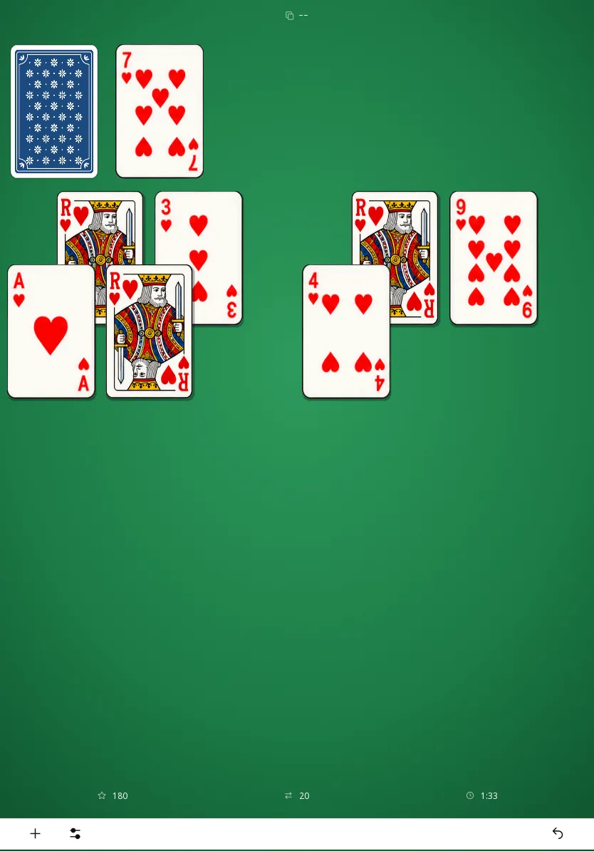 Heart to Heart sur tablette à la verticale : la même partie (score 180, 20 coups), en plus grand.